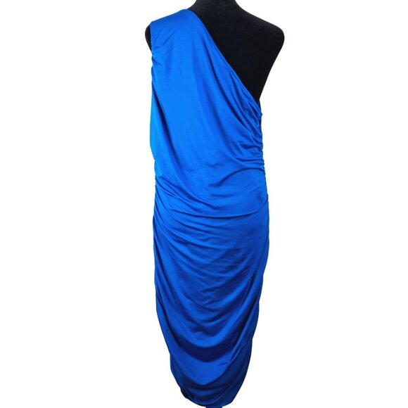 Pretty Garden Womens Elegant One Shoulder Blue Ruched Dress Size XL Party - Picture 2 of 8